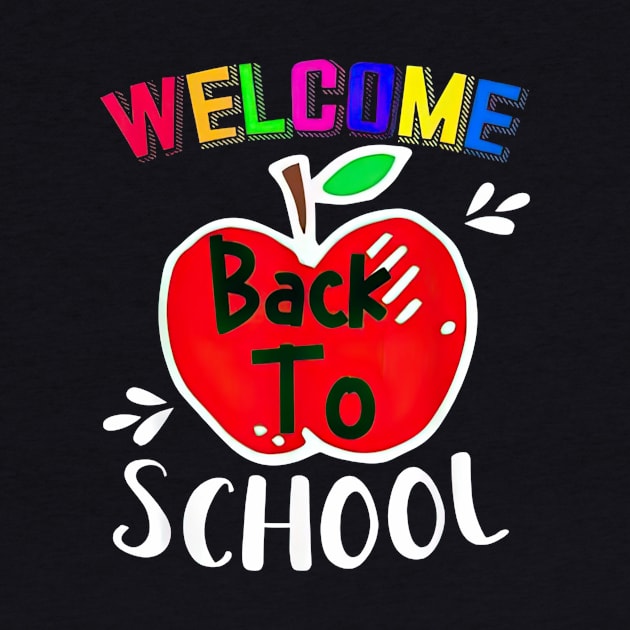 Welcome Back To School Red Apple Happy First Day Of School by PlumleelaurineArt